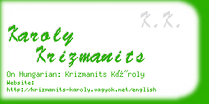 karoly krizmanits business card